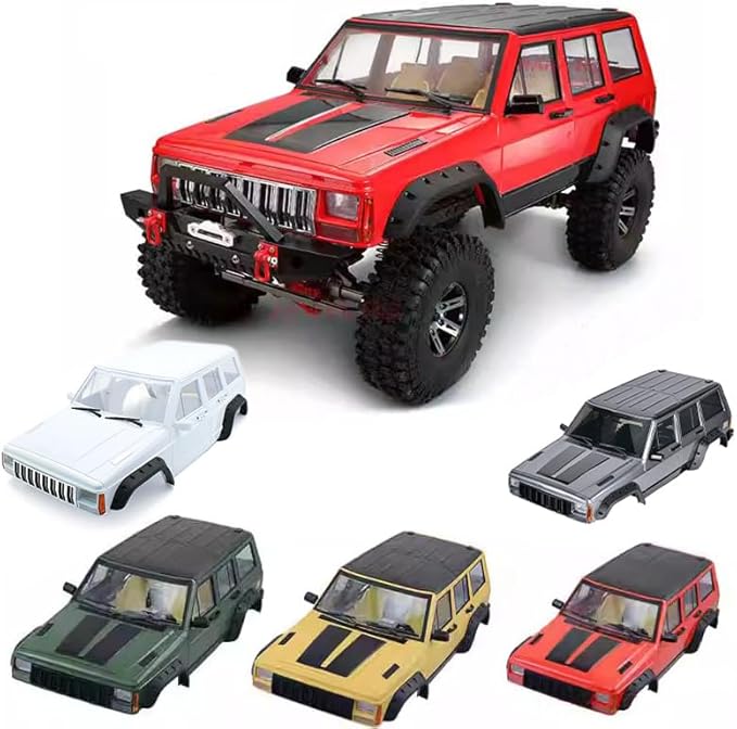RC Car Hard Body Shell Kit313mm Wheelbase Cherokee Body Car Shell for 1/10 RC Crawler Axial SCX10 &amp SCX10 II 90046 90047 TRX4 Kit (Red)