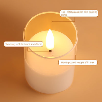 Girimax Clear Glass Flameless Candles with Remote Batteries, Flickering Slim LED Pillar Candles Set of 5
