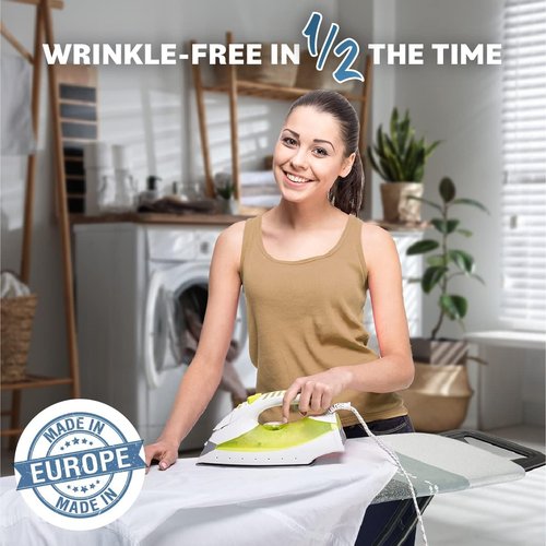 Bartnelli by Rorets Classic Ironing Board - EZ-Glide Technology, Height Adjustable, 13x43 Surface, Premium 4-Layer Cover