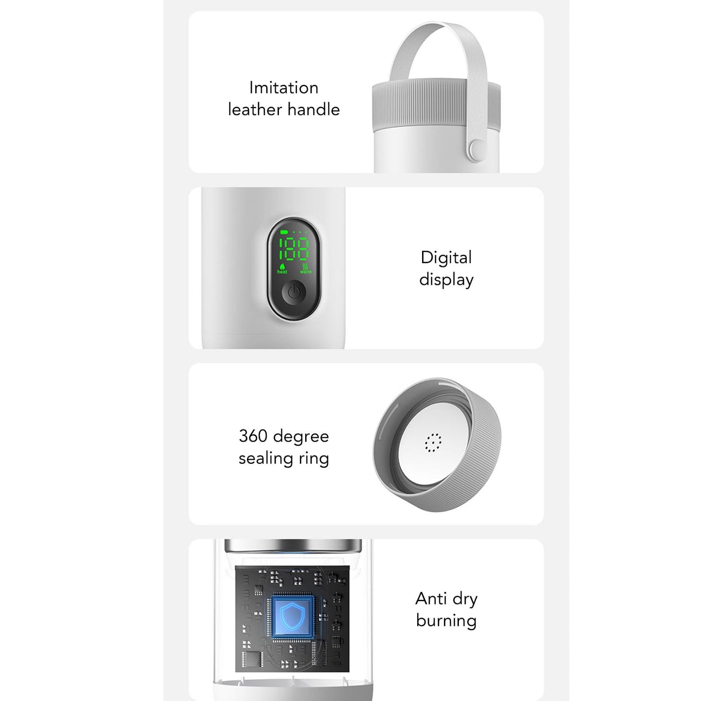 Dpofirs Portable Electric Kettle, 350ML Tea Coffee Hot Water Boiler, 27000mAh USB Rechargeable, Fast Boiling, Temperature Controls, for Camping Travel (US Plug)
