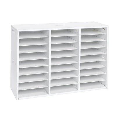 Really Good Stuff White 27-Slot Mail Center with Tan Trays