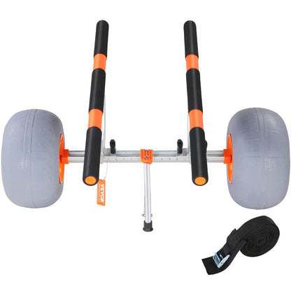 VEVOR Heavy Duty Kayak Cart, 350lbs Load Capacity, Detachable Canoe Trolley with 13'' Beach Wheels, Adjustable Carrier Width & Nonslip Support Foot, for Kayaks Canoes Paddleboards Float Mats Jon Boats