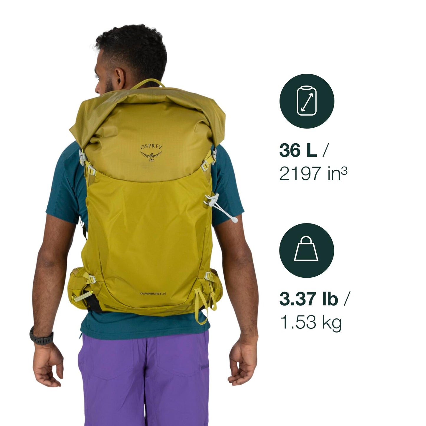 Osprey Downburst 36L Men's Hiking Backpack, Babylonica Yellow