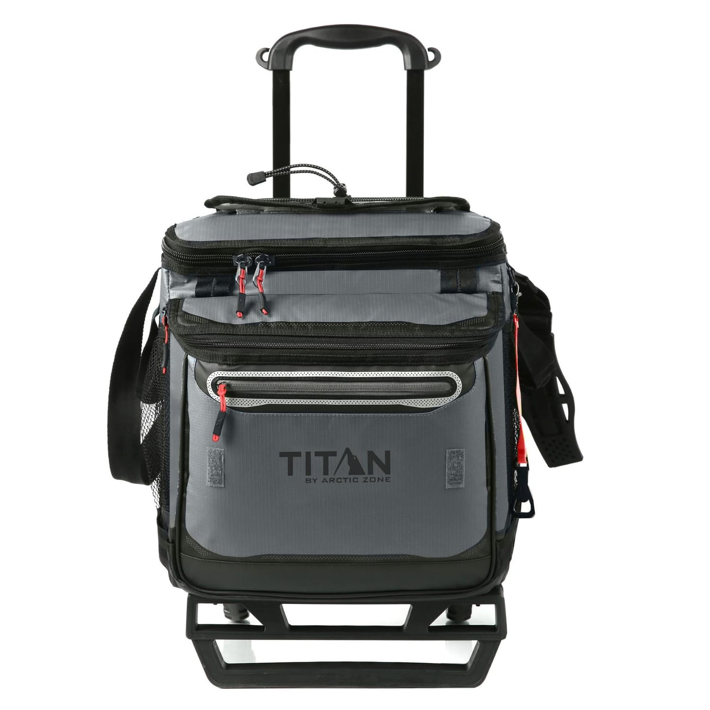 Titan by Arctic Zone Collapsible Wheeled Soft Sided Cooler with Detachable Rolling AT Cart, Insulated Bag with Leak Proof Lining, for Travel, Beach, Picnic, 60 Can Capacity, Sharkskin Grey