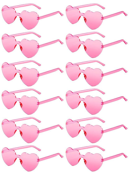 AGGKKY 12 Pairs Heart Shaped Sunglasses for Women Colorful Glasses Fun Trendy Transparent Heart Sunglasses Party Favor
