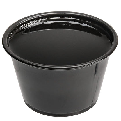 Restaurantware RW Base 4 Ounce Sauce Cups 2000 Microwave-Safe Condiment Cups - Crack-Resistant Disposable Black Plastic Portion Cups For Samples Sauces Or Toppings Lids Sold Separately
