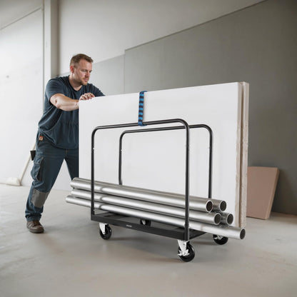 VEVOR Folding Table Cart, Heavy Duty Table Dolly 1800 lbs, Steel Panel Truck Cart with 5 inch Swivel Casters, Lumber Drywall Dolly with Straps for Party Events, Hotel, Factory, Warehouse