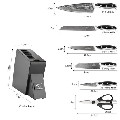NANFANG BROTHERS Knife Sets for Kitchen with Block, Damascus Kitchen Knife Set with Block, ABS Ergonomic Handle for Chef Knife Set and Kitchen Shear