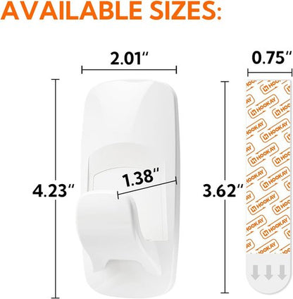 Hookay 10lbs Large Utility Hooks - Damage-Free Wall Hooks with 6 Adhesive Strips | Perfect for Garage, Office, Kitchen