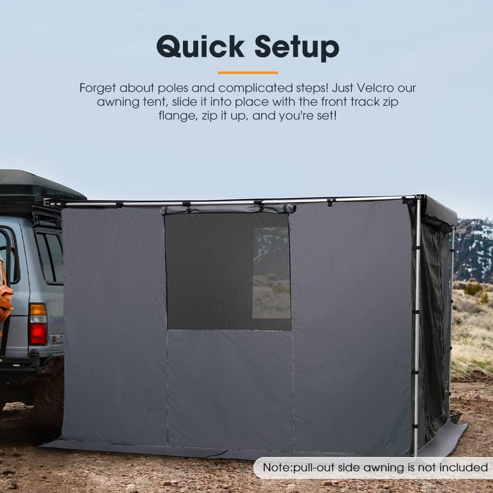 SanHima Awning Room with Floor 8.2Ft x 10Ft - Breatheable Mesh Tent Waterproof Sun Shelter for Overland Camping, for SanHima Pull-Out Side Awning 8.2Ft x 10Ft (Not Included)