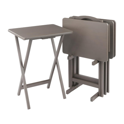 Winsome Alex Set of 4 Foldable Snack Tables with Storage Rack, Easy to Store Portable Fold Up Table Set for Kitchen, Living Room TV Dining, Crafts, Puzzles, Work from Home