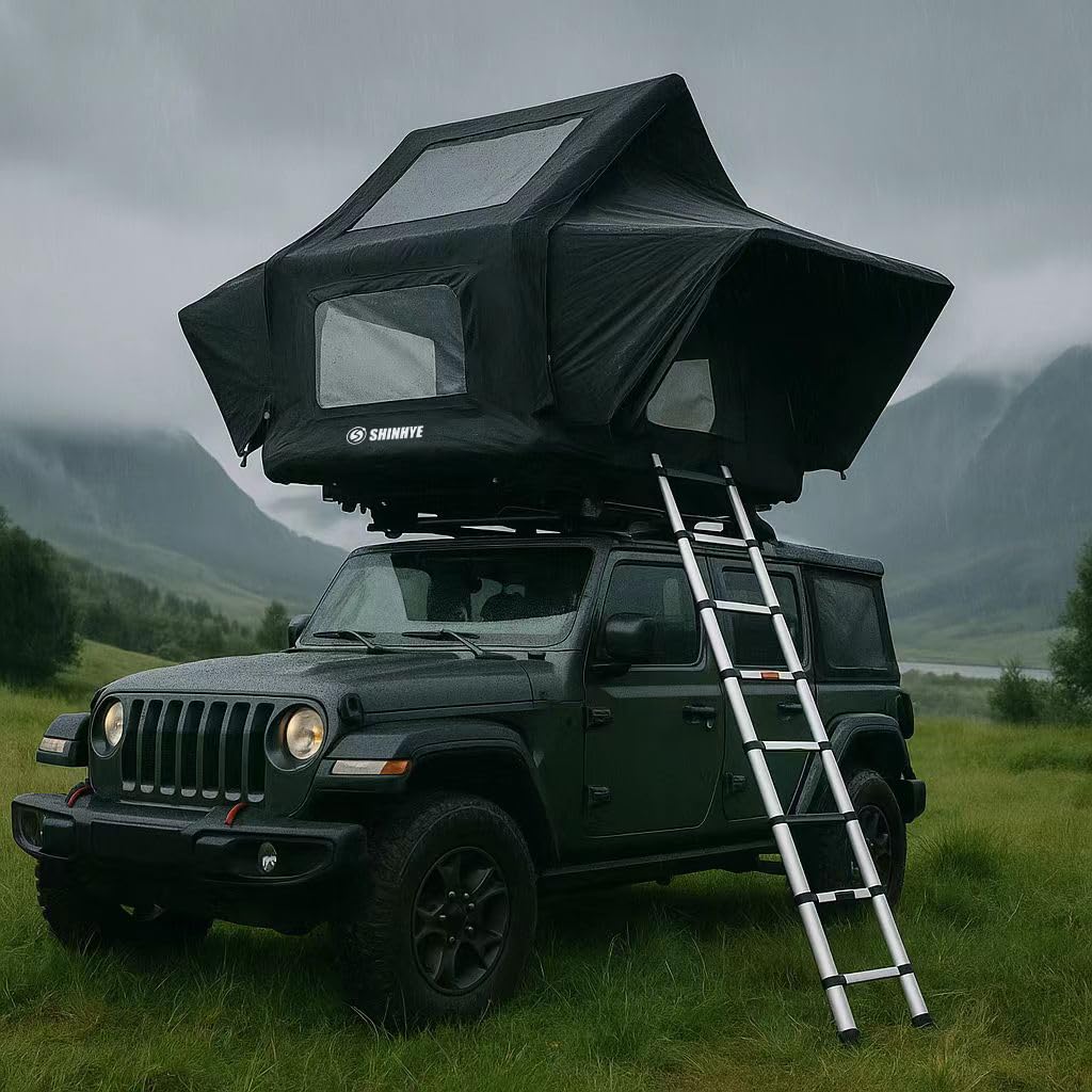 Rooftop Tent Hard Shell, Roof Top Tent Hardshell for Truck Car Jeep SUV Van, Waterproof Rooftop Tents for Camping (Black)