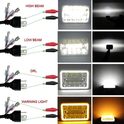 AMUNIESUN 4PCS 4X6 Inch LED Headlights Compatible With Chevrolet Chevy C4500 C5500 Kodiak,Rectangular Sealed Beam DRL Turn Signal Light Replace H4651 H4652 H4656 H4666 H6545 H4668 H4642 Light