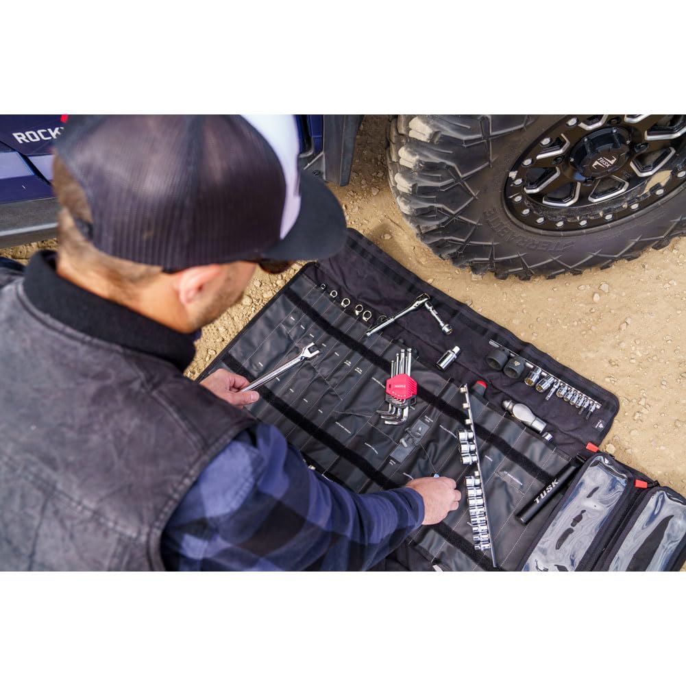 Tusk 4x4 Tool Roll Kit with Tools | Overlanding | Off-Road | UTV | Side by Side | Portable Tool Organizer
