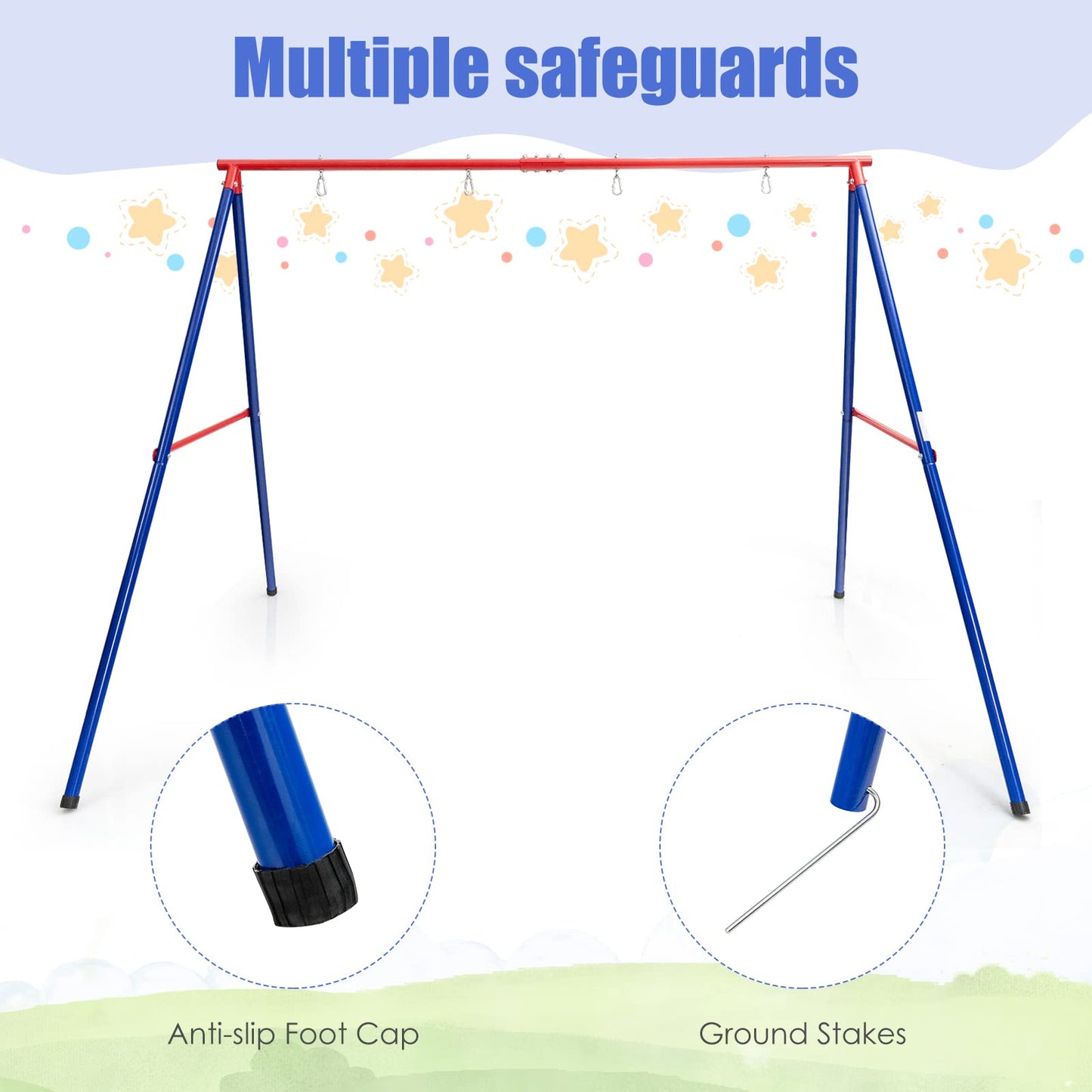 INFANS Swing Stand, 550 lbs Heavy Duty Metal Swing Frame, Extra Large A-Frame Swing Stand for Kids and Adult Indoor Outdoor Activity Backyard Playground
