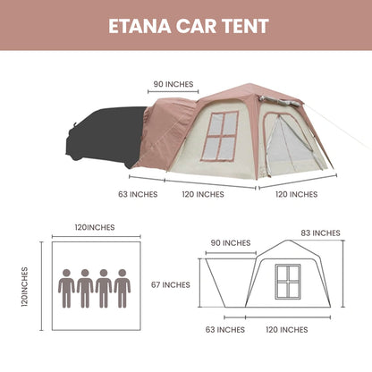 S'more Etana SUV Tent for Camping, Waterproof Car Tent, Easy Setup for Car Camping, Family Glamping, 13' W X 13' L X 5.9' H
