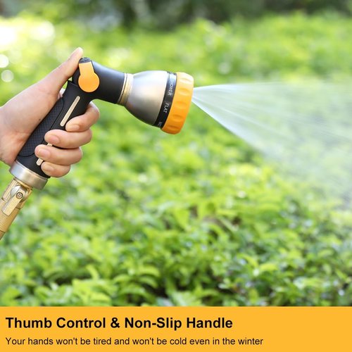 FANHAO Heavy Duty Metal Garden Hose Nozzle - 8 Adjustable Spray Patterns for Versatile Watering