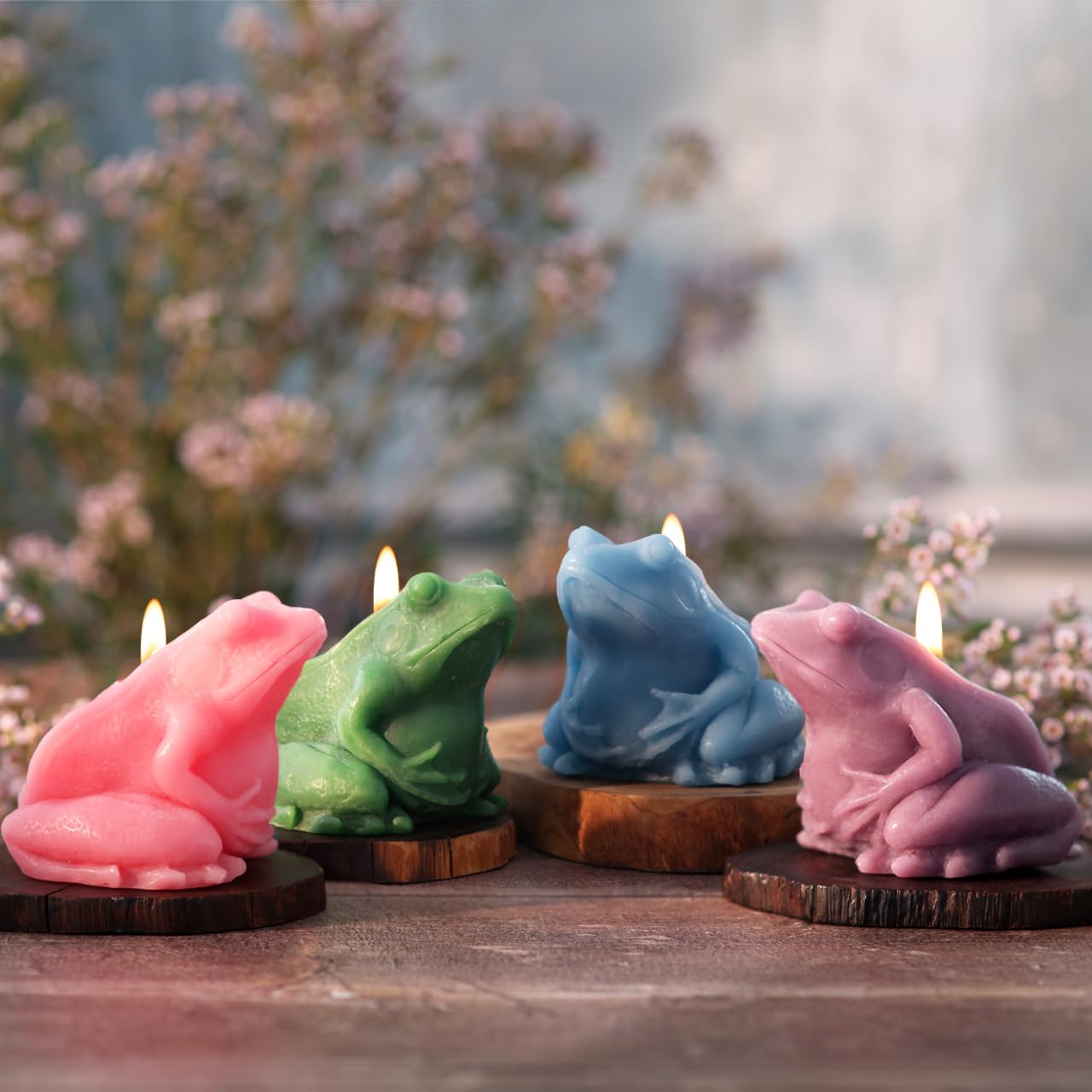 Big Dipper Wax Works Lilac Frog Candle, Hand-Sculpted Pure Beeswax, 2.5” x 3.5”, 24-Hour Clean Burn, Eco-Friendly Unscented Home Décor, Whimsical Garden Candle Made in USA