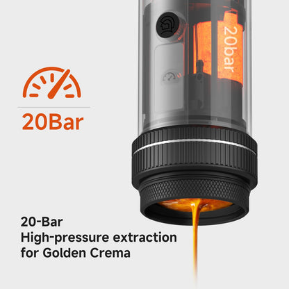 zeroHero Portable Espresso Machine, 20Bar Travel Coffee Maker with Self-Heating – USB-C Rechargeable Electric Espresso Machine for Camping, Car & Home, Rich Crema