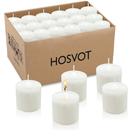 HOSVOT Votive Candles Box of 36, Unscented Votive Candles Bulk, Decorations for Weddings, Parties, Restaurants, Church, Spa (36 Pack, 1.5 Inch, White)