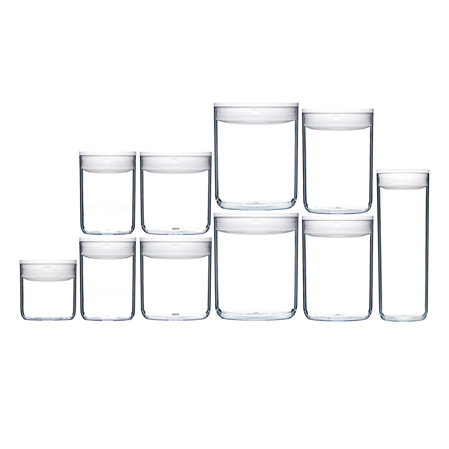 Click Clack Pantry Round Container Starter Set, 10 Piece (White)
