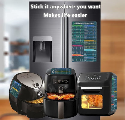 Air Fryer Cooking Times Chart Magnet Set – Comprehensive Cheat Sheet Magnets for 100+ Foods, Easy-Read Quick Reference Guide, Durable Air Fryer Accessories and Kitchen Gift for Beginners & Chefs