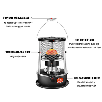 Portable Kerosene Heater, Non-Electric Heater for Tent Cooking Ice Fishing Home and Survival Emergency, Black