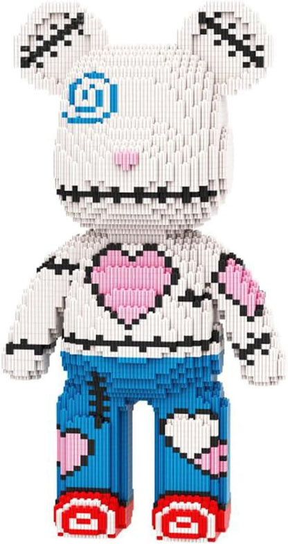PIANTION Animal Pink Heart Patchwork Bear Micro Building Blocks Set(6000PCS XQ010) 16.9in High SeriesGifts Suitable for Adults