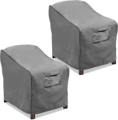 Vailge Patio Chair Covers - Heavy Duty Waterproof Lounge Deep Seat Covers | Large Grey (2 Pack)