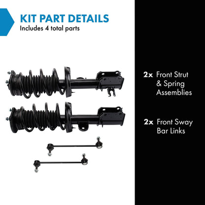 TRQ Front Suspension Kit Strut Spring Assemblies Sway Bar Links Compatible with 2015-2022 Ram ProMaster City
