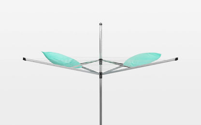Brabantia Lift-O-Matic Outdoor 4 Arm Clothesline (164 ft/Ø 1.8") Height Adjustable, Folding Clothes Drying Rack + Ground Spike & Cover (Gray)