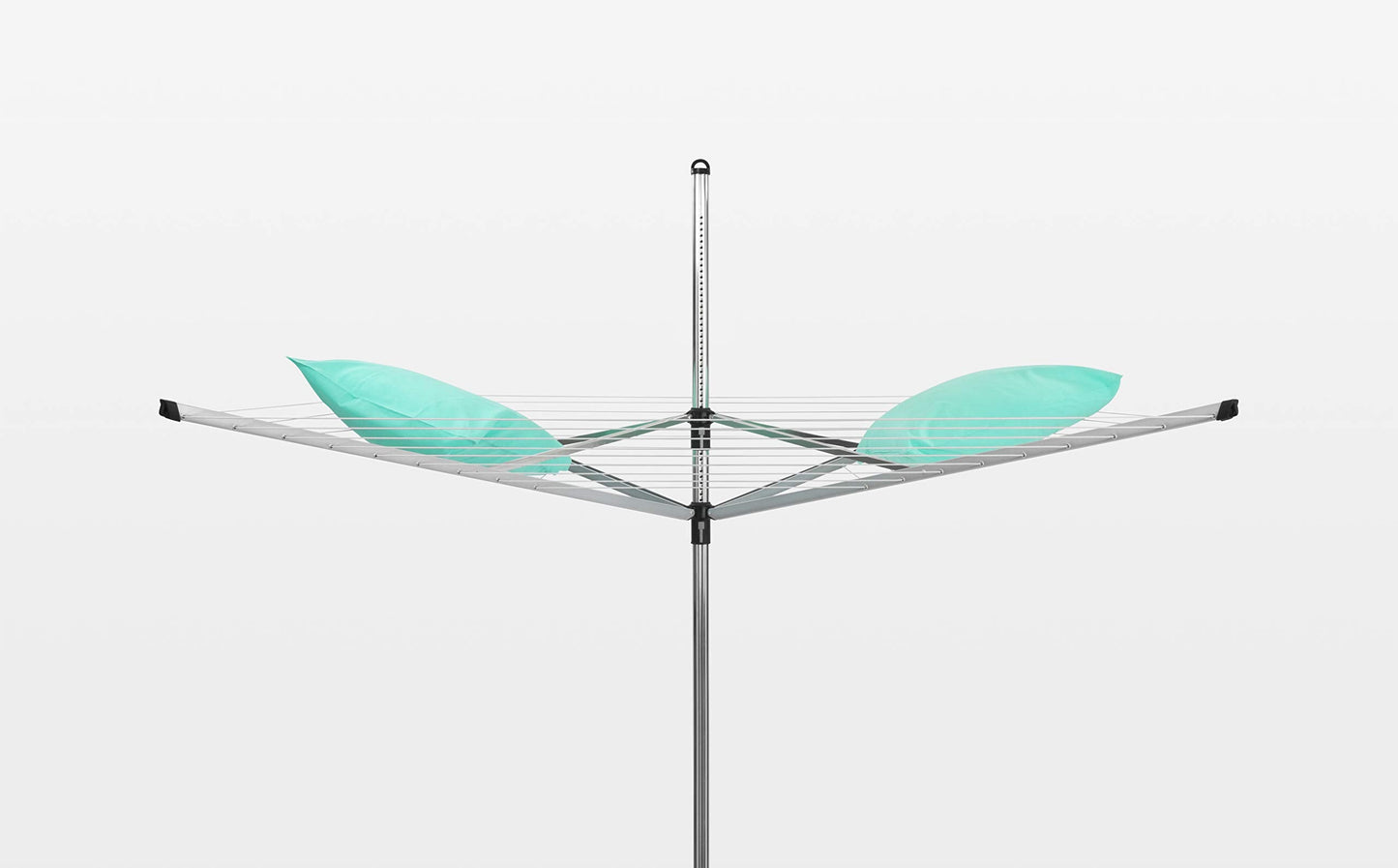 Brabantia Lift-O-Matic Outdoor 4 Arm Clothesline (164 ft/Ø 1.8") Height Adjustable, Folding Clothes Drying Rack + Ground Spike & Cover (Gray)
