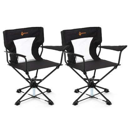 ARROWHEAD OUTDOOR 2-Pack 360° Swivel Hunting Chair Stool Seat, Perfect for Blinds, No Sink Feet, Supports up to 450lbs, Carrying Case, Steel Frame, 600D Canvas