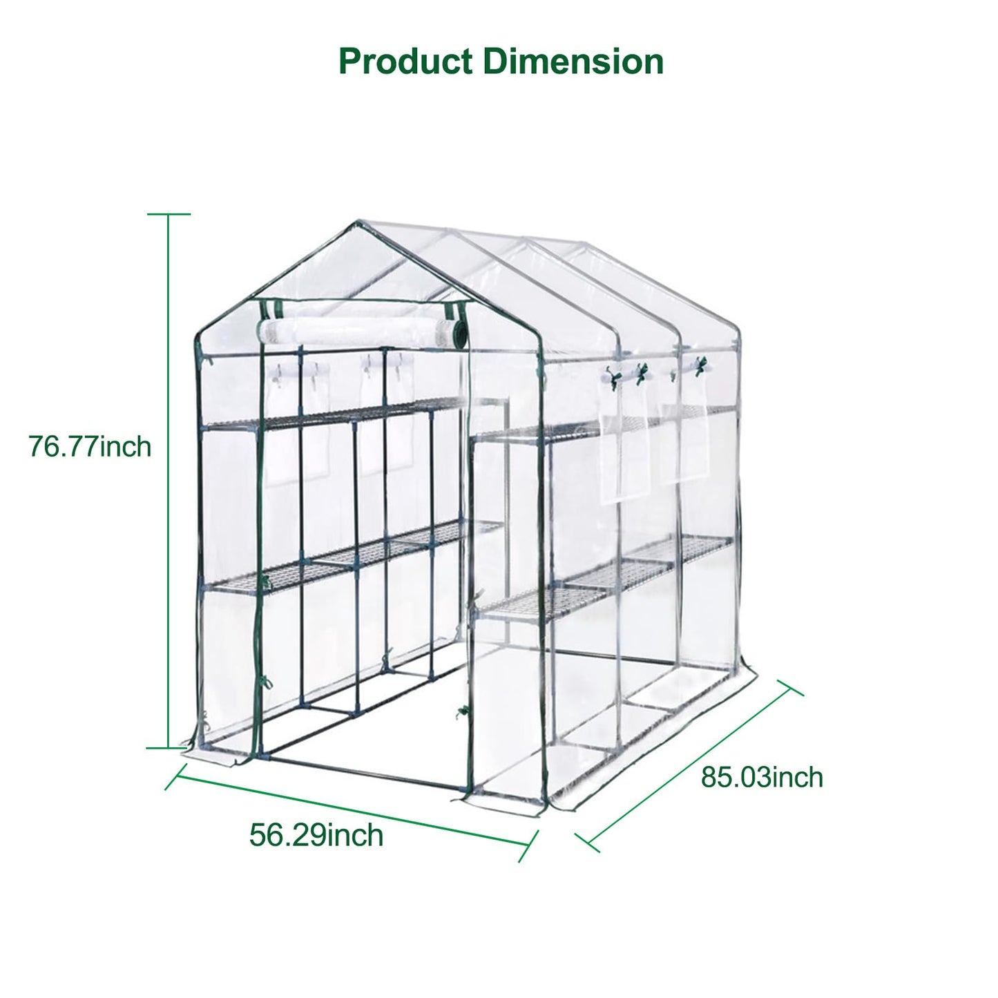 Outdoor Walk-in Greenhouse with 6 Shelves, 85"x56"x77" Heavy Duty Weatherproof Plant House Tent, UV-Resistant Garden Greenhouse with Mesh Windows & Sturdy Iron Frame for Backyard