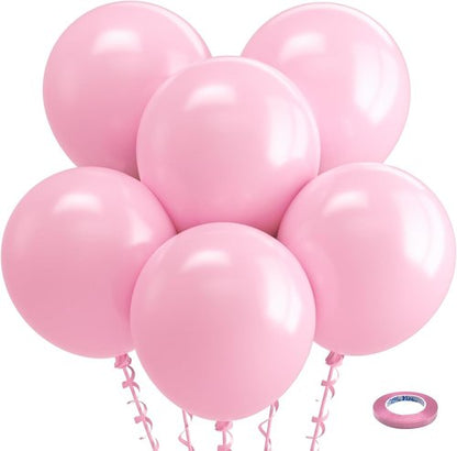 Bezente Pastel Pink Latex Party Balloons - 30 Pack of 18-Inch Large Round Balloons for Celebrations