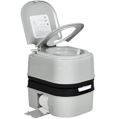 YITAHOME Portable Toilet 6.34 Gallon Camping Porta Potty with Paper and Detergent Collection Leak-Proof Outdoor RV Porta Potty, Handle Pump, Rotating Spout, for Boating, Hiking, Trips, Grey