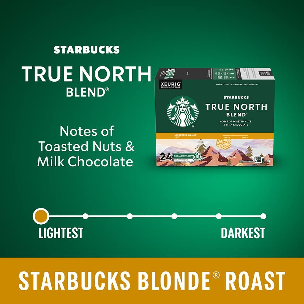 Starbucks True North Coffee K-Cup Portion Pack - Rich Flavor for Keurig Brewers | 24 Count