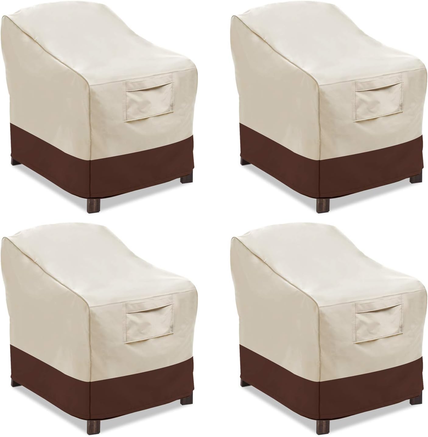 Vailge Patio Chair Covers - Heavy Duty Waterproof Lounge Deep Seat Covers | 4 Pack - Small, Beige & Brown