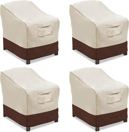 Vailge Patio Chair Covers - Heavy Duty Waterproof Lounge Deep Seat Covers | 4 Pack - Small, Beige & Brown