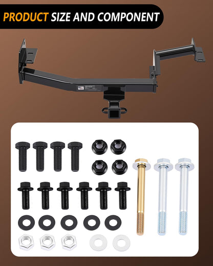 Class 3 Trailer Hitch with 2-Inch Receiver, Fits 2020–2025 Kia Telluride & Hyundai Palisade | 5,000 lbs GTW / 750 lbs TW | 6,000 lbs WD Capacity | Heavy-Duty Carbon Steel, Modular Bolt-On