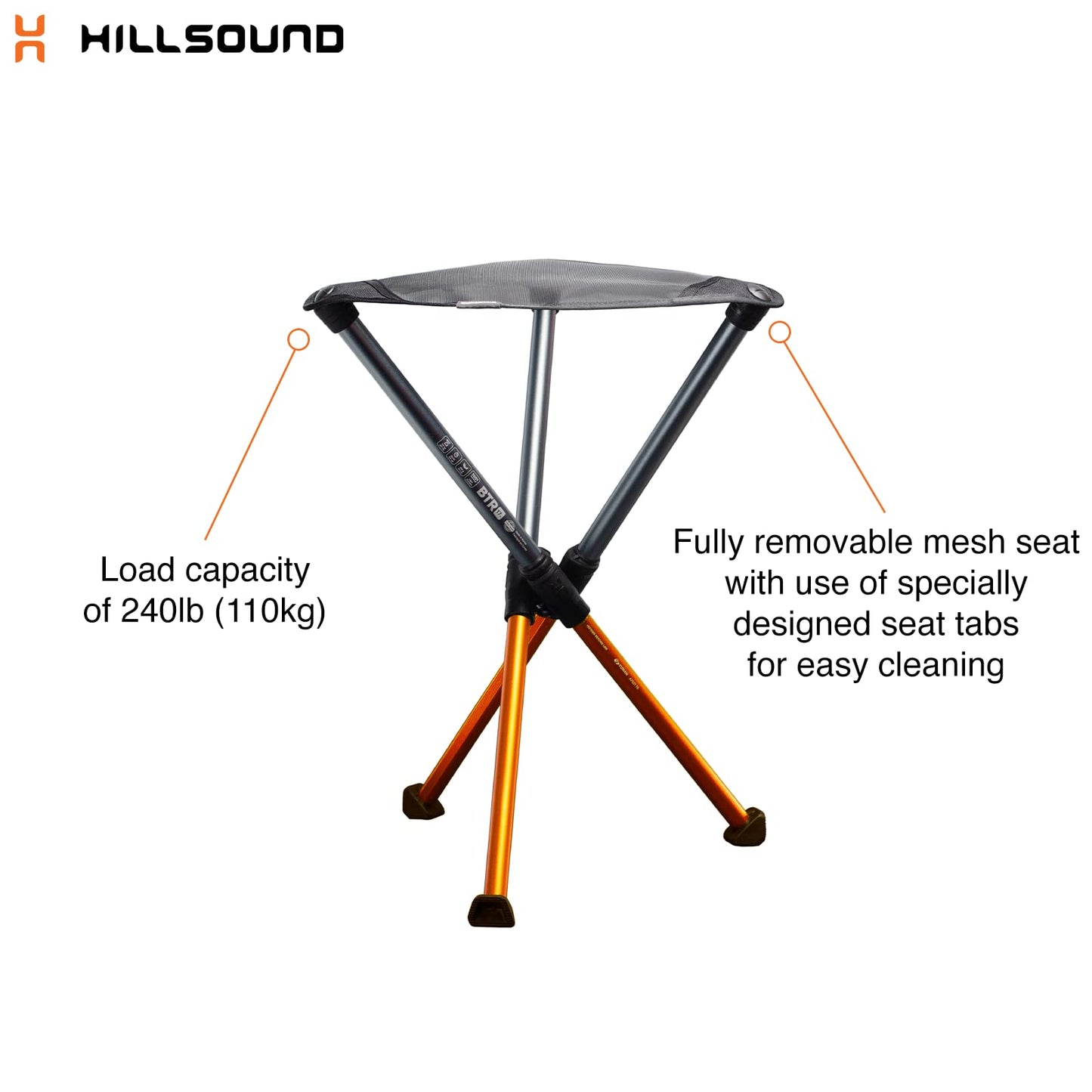 Hillsound BTR Stool for Ultralight Backpacking & Hiking, Lightweight Camping Chairs, Compact Portable Outdoor Seat, Hunting Adventures, Durable Tripod Design, Made in Korea
