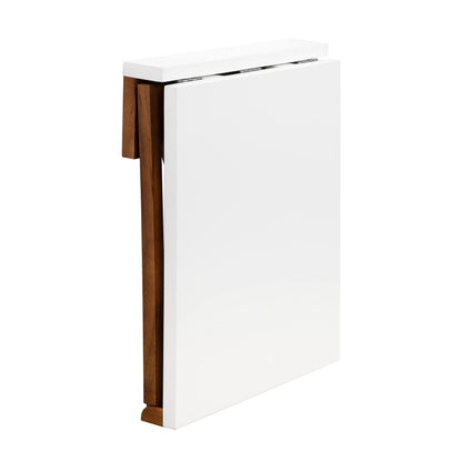 Kate and Laurel Kaya Modern Wall-Mounted Folding Table, 24 x 33 x 31, White and Walnut, Space-Saving Versatile Table with Folding Design for Dining Room or Home Office Decor