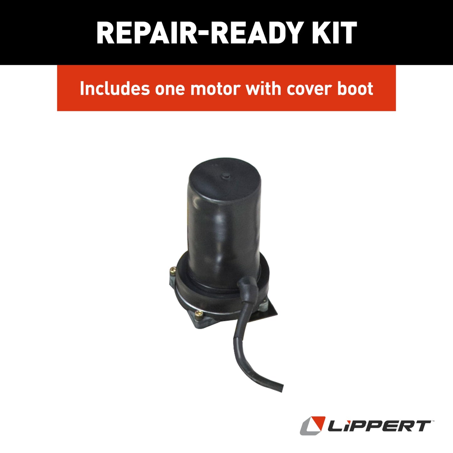 Lippert Replacement Motor for High-Speed Electric RV Stabilizer Jack System on 5th Wheels and Travel Trailers, Cover Boot Included - 352338