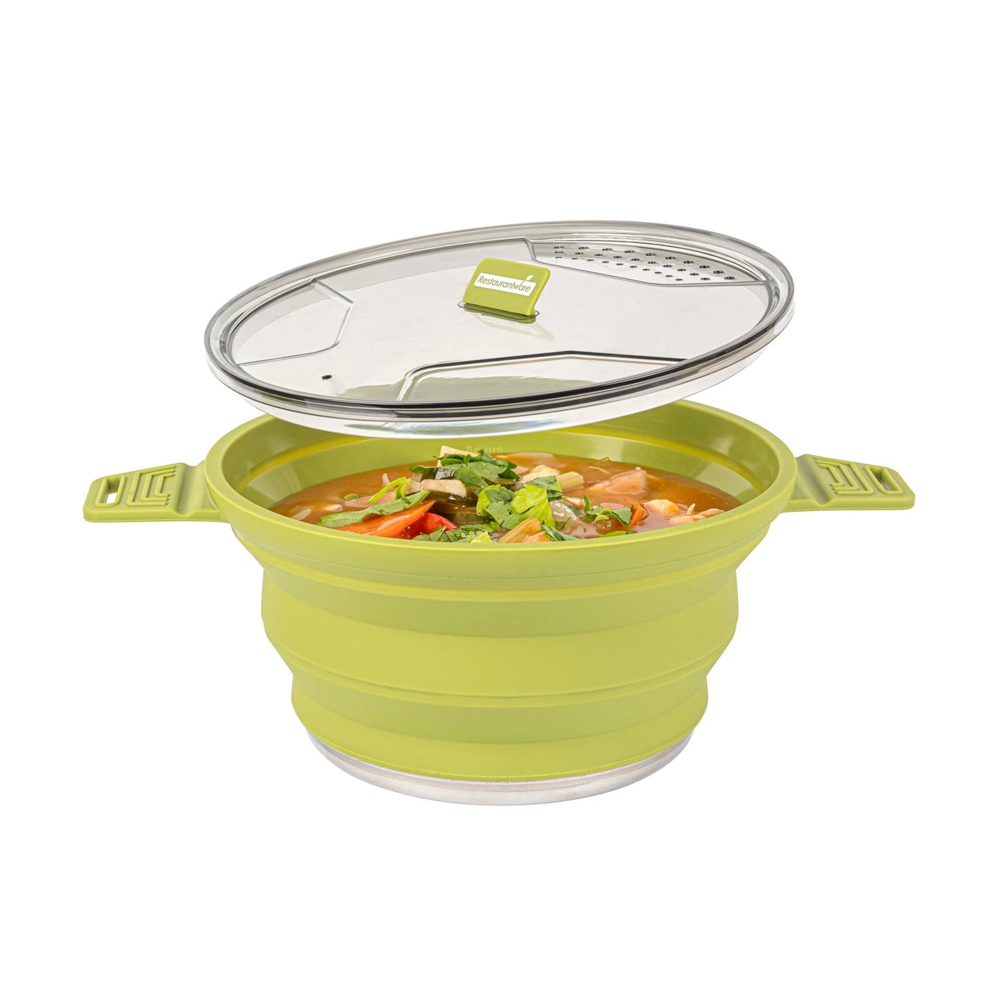 Restaurantware-Hi Tek 2.5 Liter Collapsible Camping Pot, 20 Portable Cook Pots - With Lid, Stainless Steel Bottom, Silicone Camping Cookware, For Travel Or Outdoor Hiking- Restaurantware