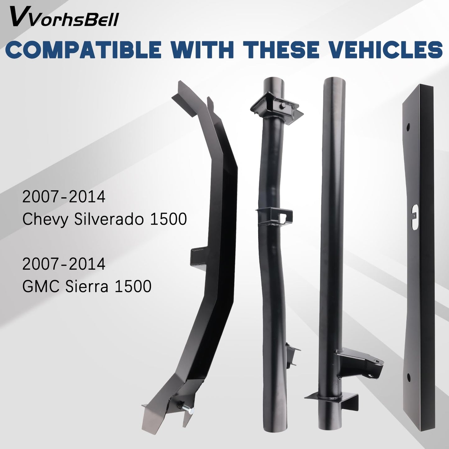 VVORHSBELL Front and Rear Fuel Tank Support Crossmember and Upper Shock Mount Crossmember and Spare Tire Support Plate Compatible with 2007-2014 Chevy Silverado 1500 GMC Sierra 1500 Regular Cab