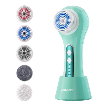 Face Scrubber Exfoliator,Facial Cleansing Brush Rechargeable IPX7 Waterproof with 5 Brush Heads,Electric Face Spin Brush for Exfoliating, Massaging and Deep Cleansing