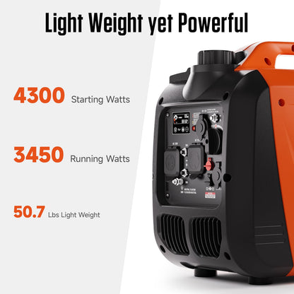 AIVOLT Inverter Generator 4300W Gas Powered Portable Super Quiet Outdoor Generator RV Ready for Camping Tools and Home Use, EPA Compliant