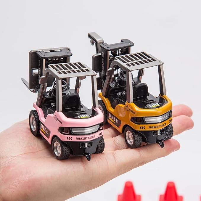 FunXylophy 1/64 Mini RC Forklift 2.4G 10KM/h Full-Proportional Remote Control Forklift with Trailer Cargo Hook Forks and Pallet Christmas &amp Birthday Gifts (Yellow)