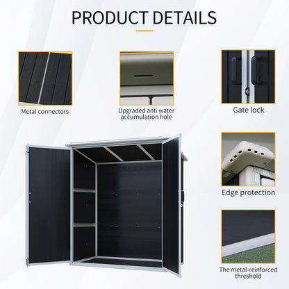 KEIKI 5x3 FT Outdoor Storage Shed Cabinet Polypropylene Frame with Lockable Doors for Bikes and Patio Furniture Toys