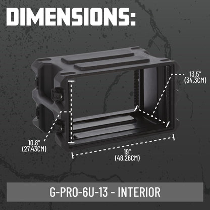 Gator Cases Pro Series Rotationally Molded 6U Rack Case with Shallow 13" Depth; Made in USA (G-PRO-6U-13)
